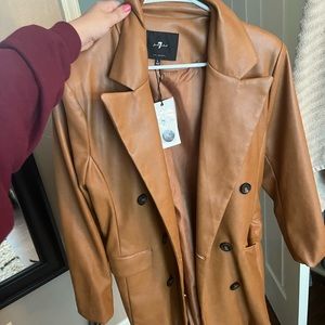 7forallmankind leather trench brown